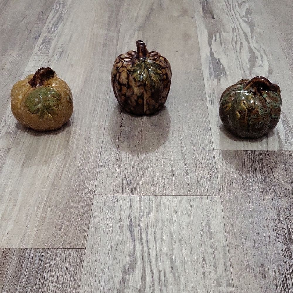 Source Unknown Ceramic Pumpkin Trio - Brown, Gold, Green